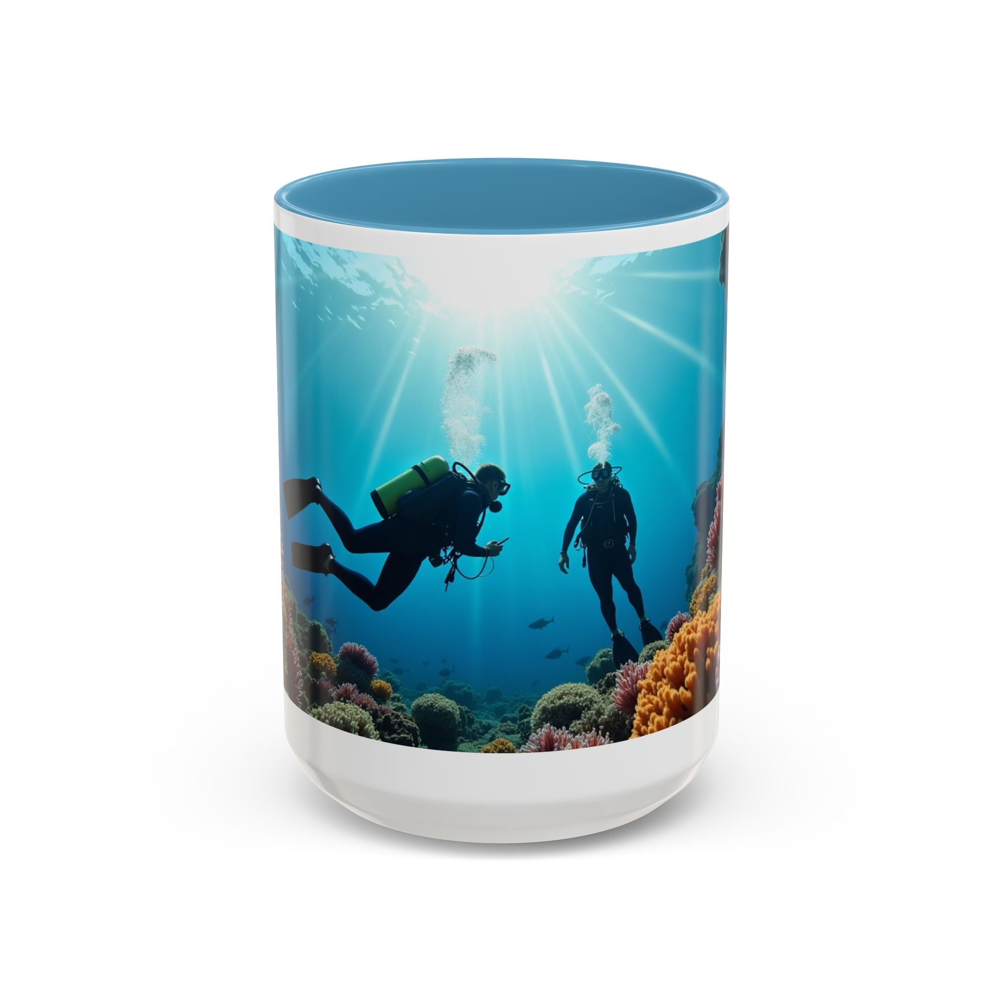 Reef Diver Accent Coffee Mug – Scuba Ocean Underwater Scene (11/15oz)