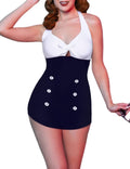 Ekouaer Women's Halter One-Piece Swimsuit — Vintage Tummy Control Bathing Suit