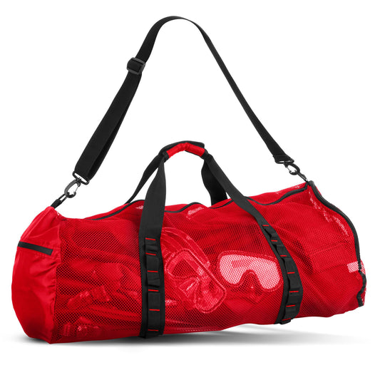Fitdom 90L Large Mesh Duffle Bag for Scuba Dive or Snorkel Equipment. Best for Water Sports & Beach Activities like Swimming Diving & Snorkeling. Perfect for Travel Storage Swim Gym Gears & Balls