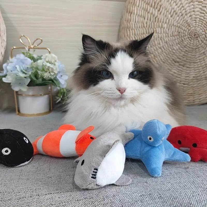Ocean Series Catnip Plush Toys for Cats – Set of 5 Sea Creatures