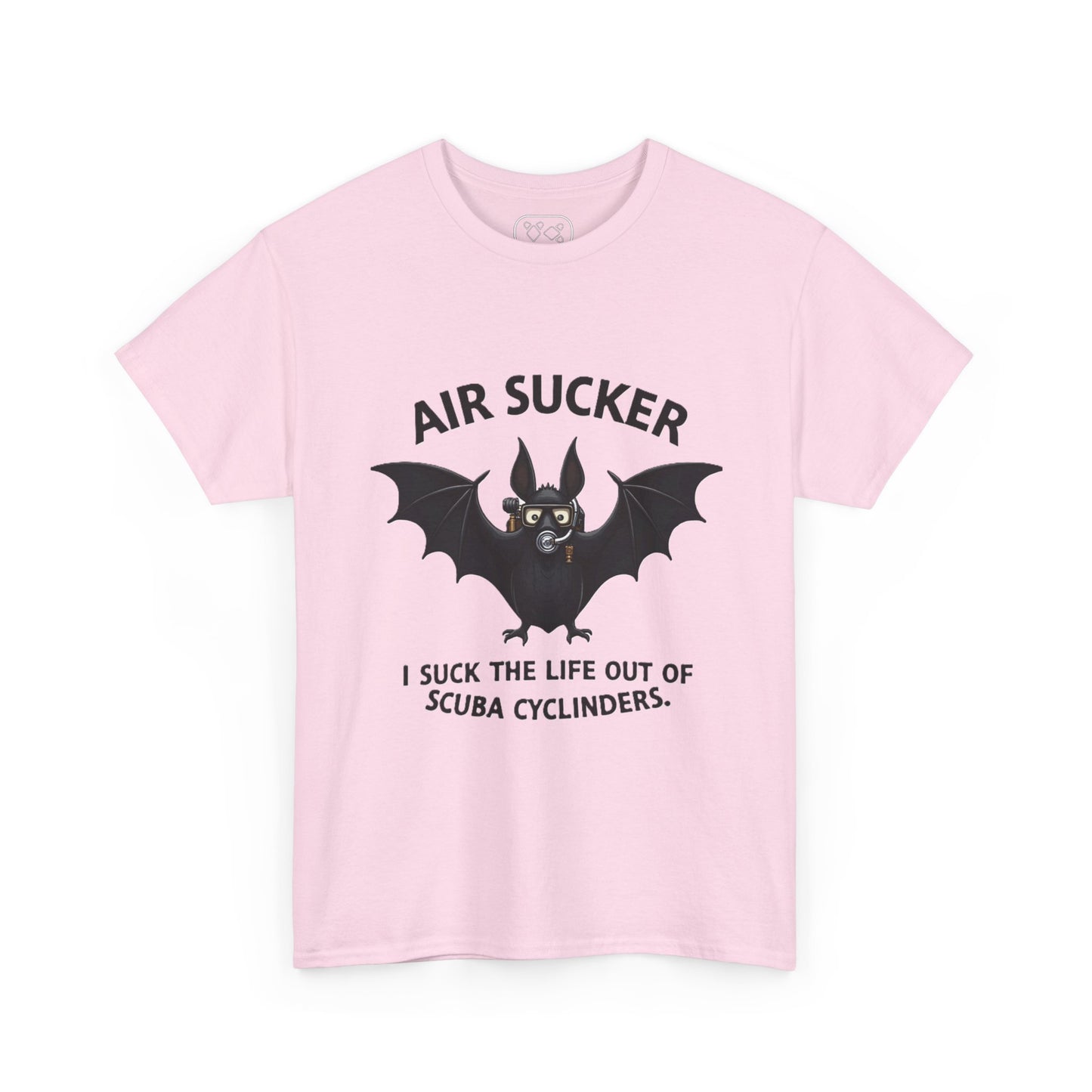 Air Sucker Bat Tee — Funny Scuba Diving T-Shirt (“I suck the life out of scuba cyclinders”)