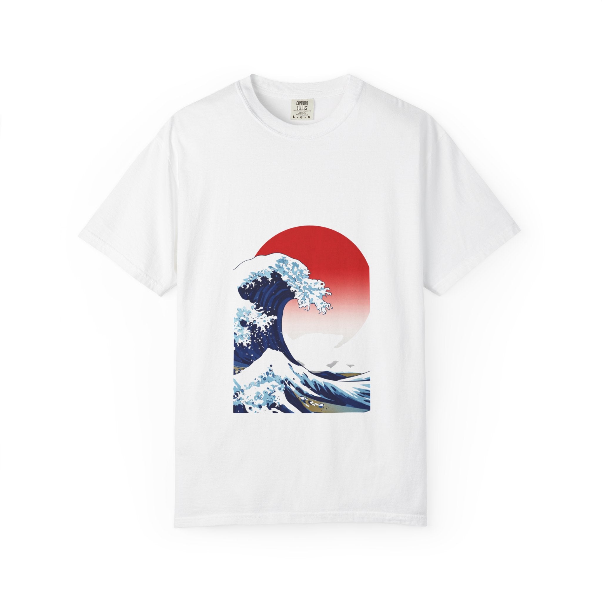 Great Wave Crewneck Sweatshirt — Japanese Wave Graphic with Red Sun