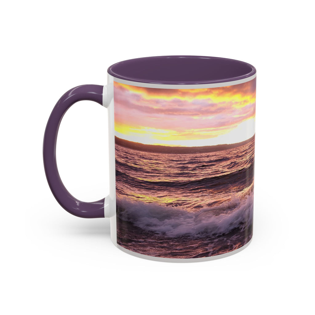 Sunset Ocean Accent Coffee Mug — Seaside Waves Sunrise Photo (11/15oz)