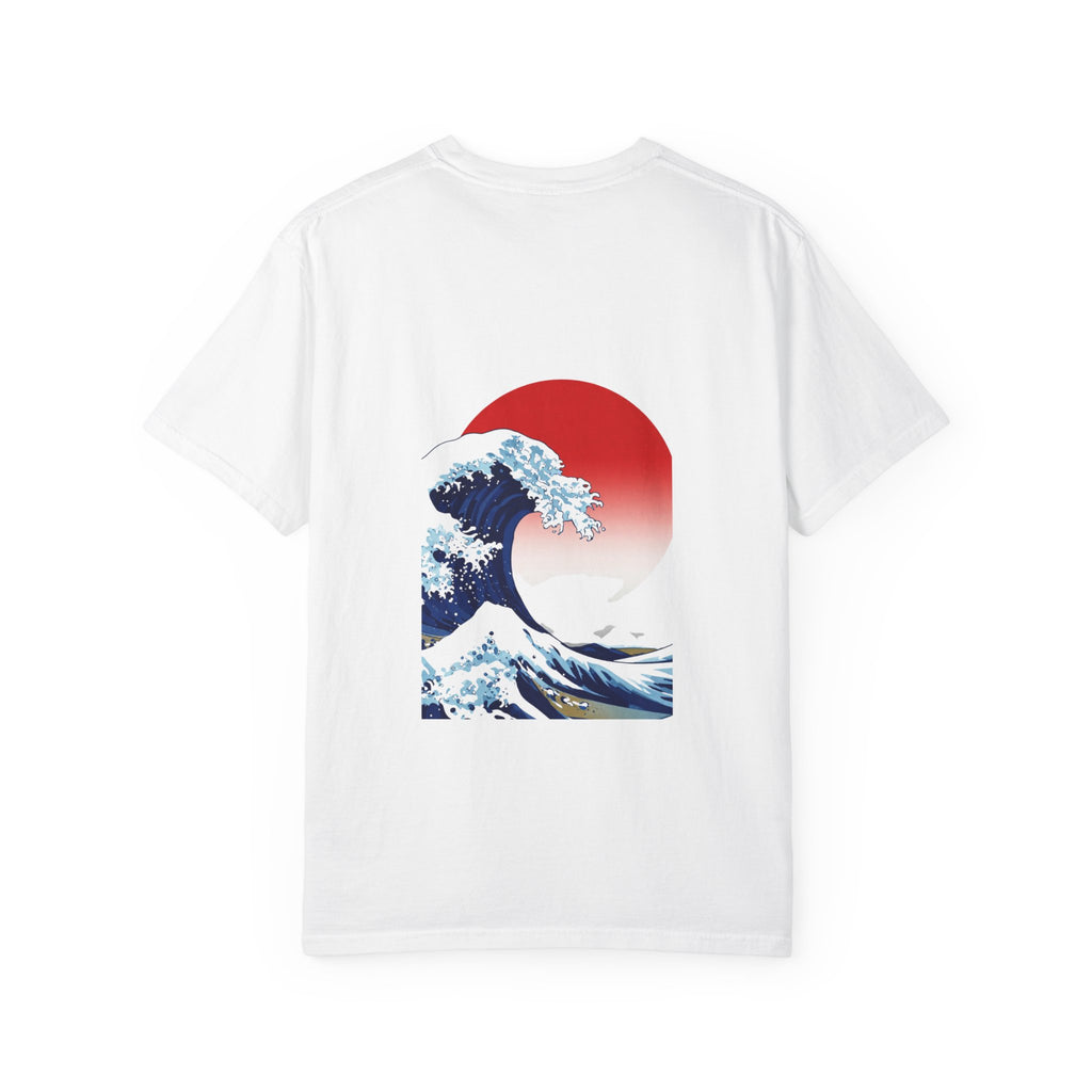 Great Wave Crewneck Sweatshirt — Japanese Wave Graphic with Red Sun