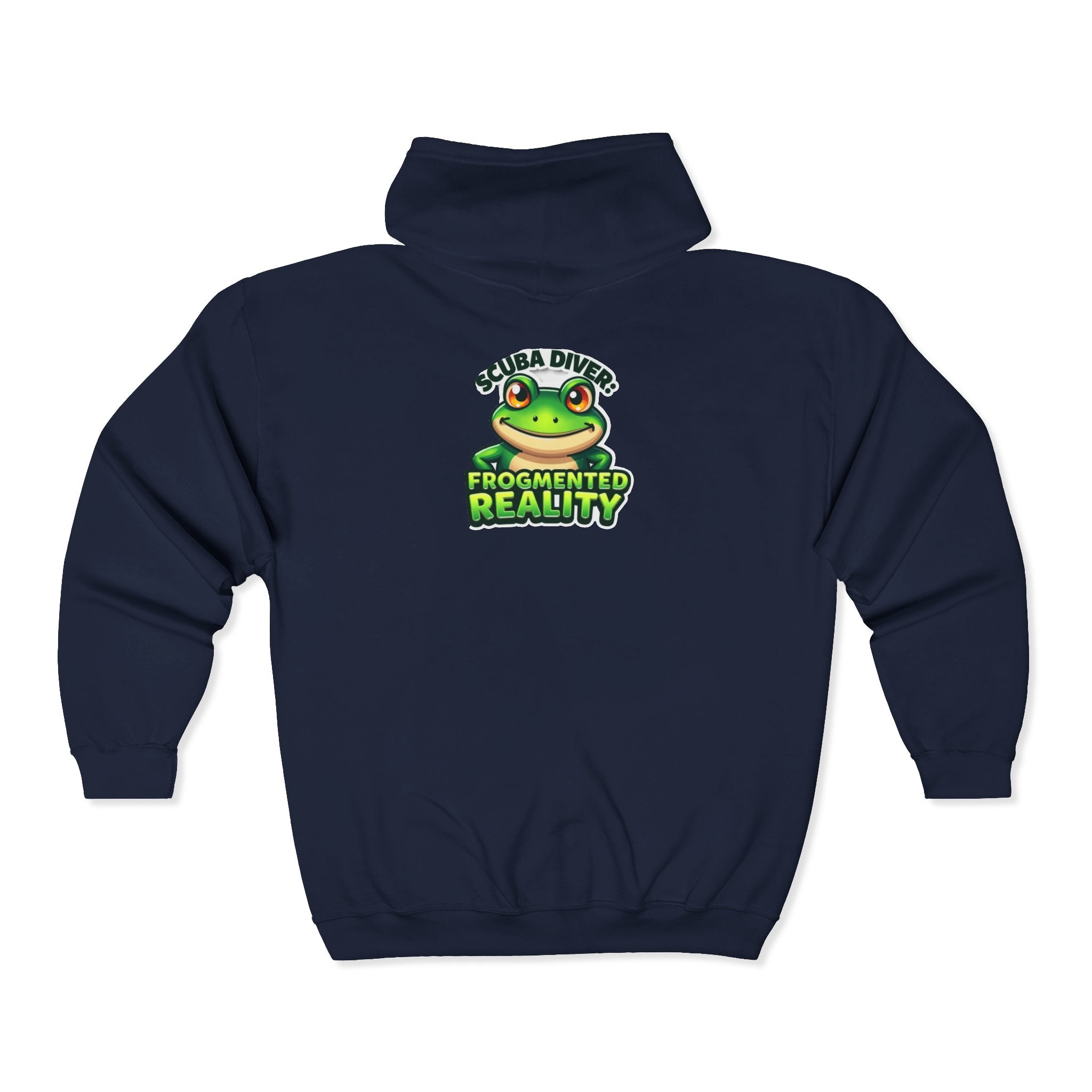 Scuba Diver Frog Full‑Zip Hoodie – "Scuba Diver, Frogmented Reality" Graphic Zip-Up