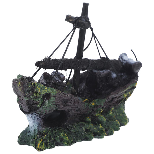 FRCOLOR Aquarium Shipwreck Decor Fish Tank Decorations Pirate Ship Wreck Figurine Resin Material Betta Fish Tank Accessories 4.5x1.9x3.1in Fish Tank Decoration Ornament