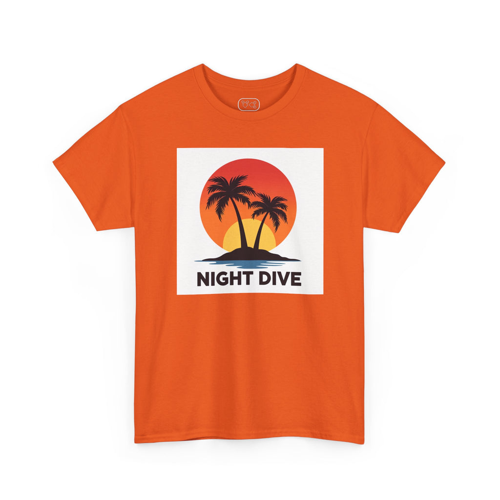 Night Dive Palm Beach T-Shirt — Retro Sunset Tropical Tee