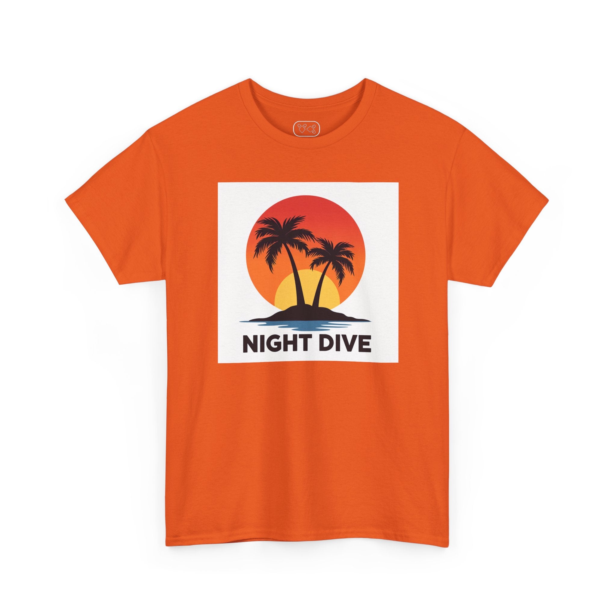 Night Dive Palm Beach T-Shirt — Retro Sunset Tropical Tee