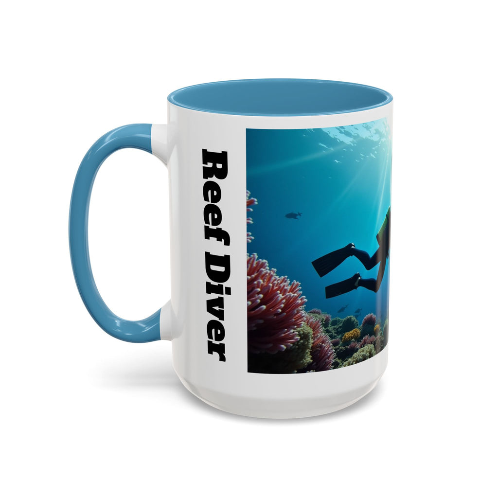 Reef Diver Accent Coffee Mug – Scuba Ocean Underwater Scene (11/15oz)