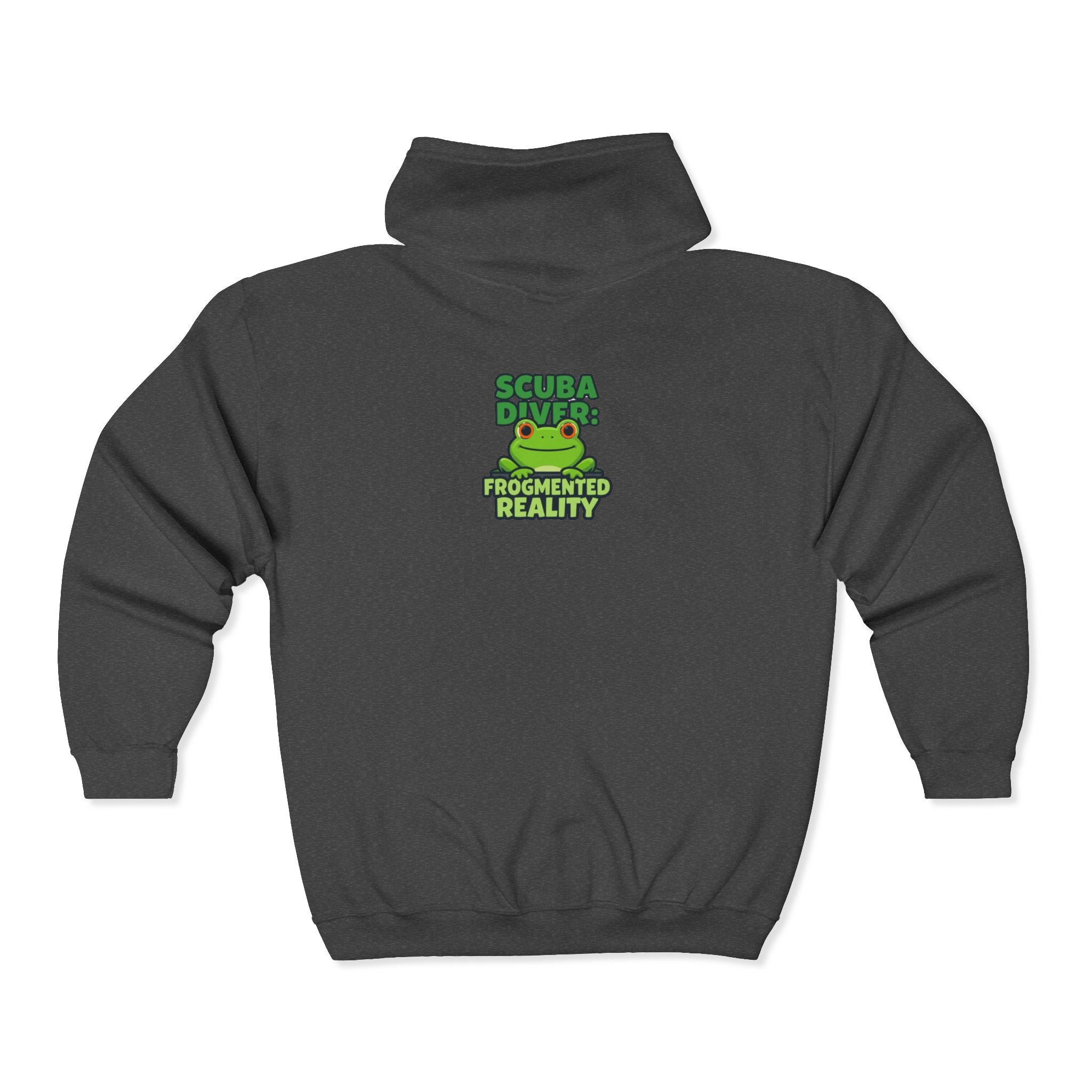 Scuba Diver Frog Full‑Zip Hoodie – "Scuba Diver, Frogmented Reality" Graphic Zip-Up