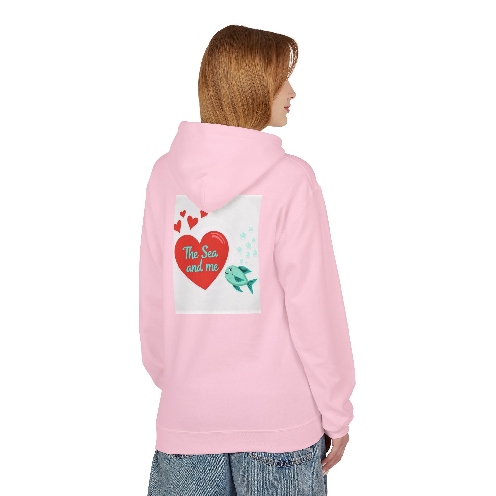 Sea and Me Hoodie — Cute Heart & Fish Graphic Pullover
