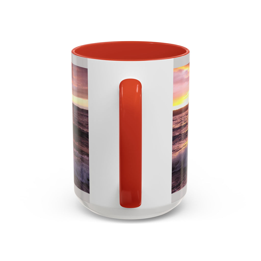 Sunset Ocean Accent Coffee Mug — Seaside Waves Sunrise Photo (11/15oz)