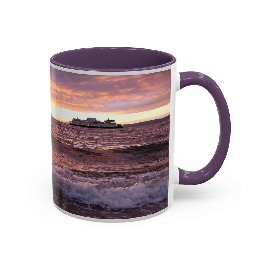 Sunset Ocean Accent Coffee Mug — Seaside Waves Sunrise Photo (11/15oz)