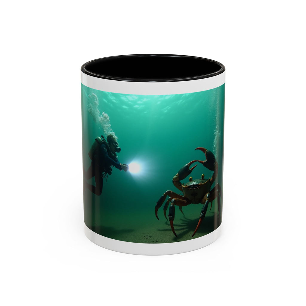 Crab Diver Accent Coffee Mug — Underwater Scuba Scene (11/15oz)