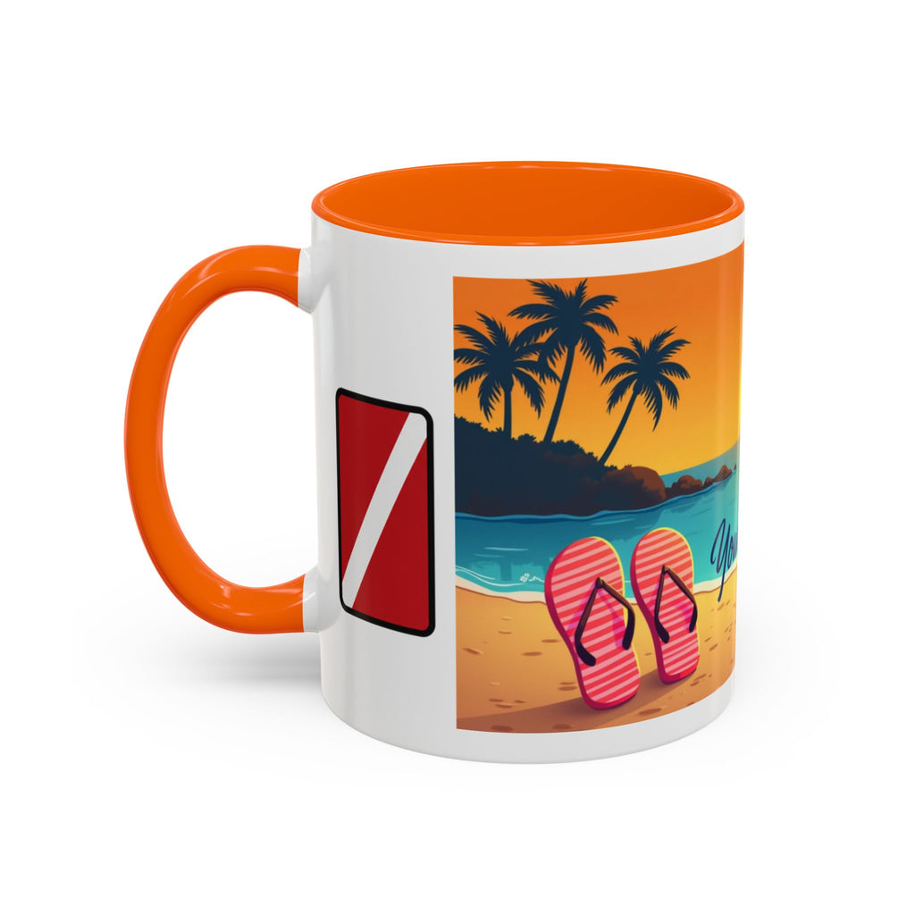 Diver's Sunset Accent Coffee Mug — Beach Scuba Dive Graphic (11/15oz)