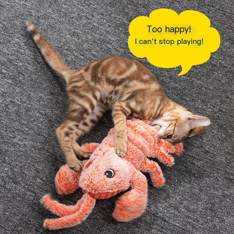 USB Rechargeable Jumping Lobster Cat Toy Plush Chew