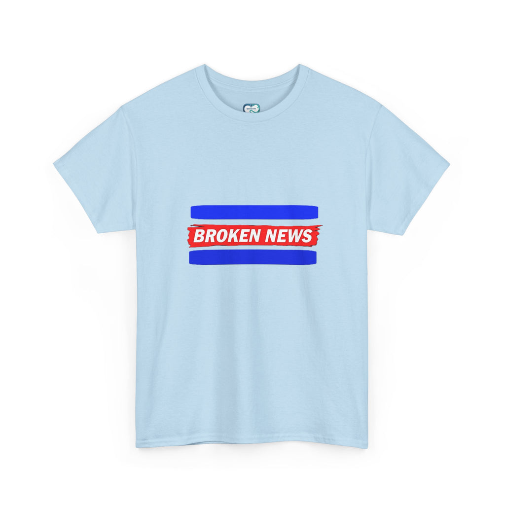 Broken News Tee — Retro Red & Blue Graphic T-Shirt