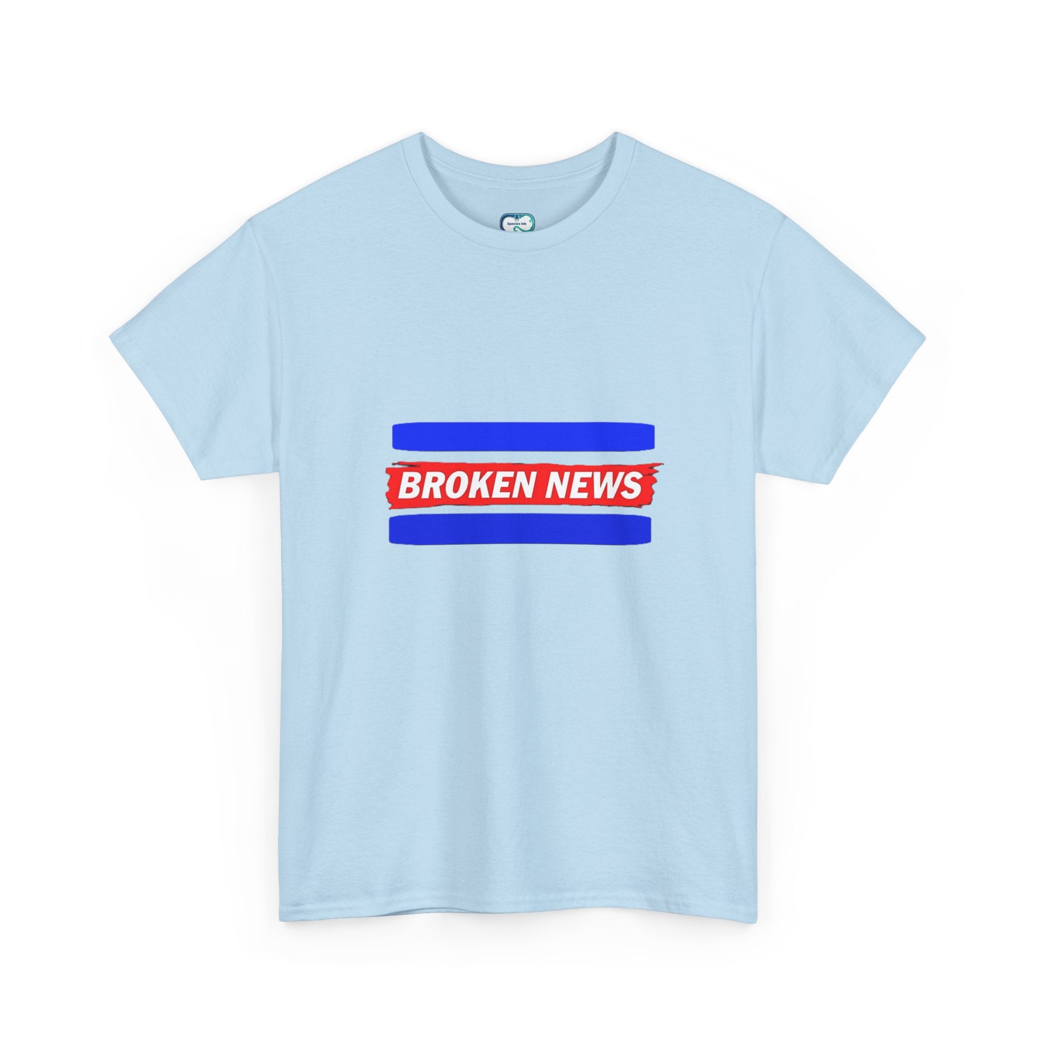 Broken News Tee — Retro Red & Blue Graphic T-Shirt