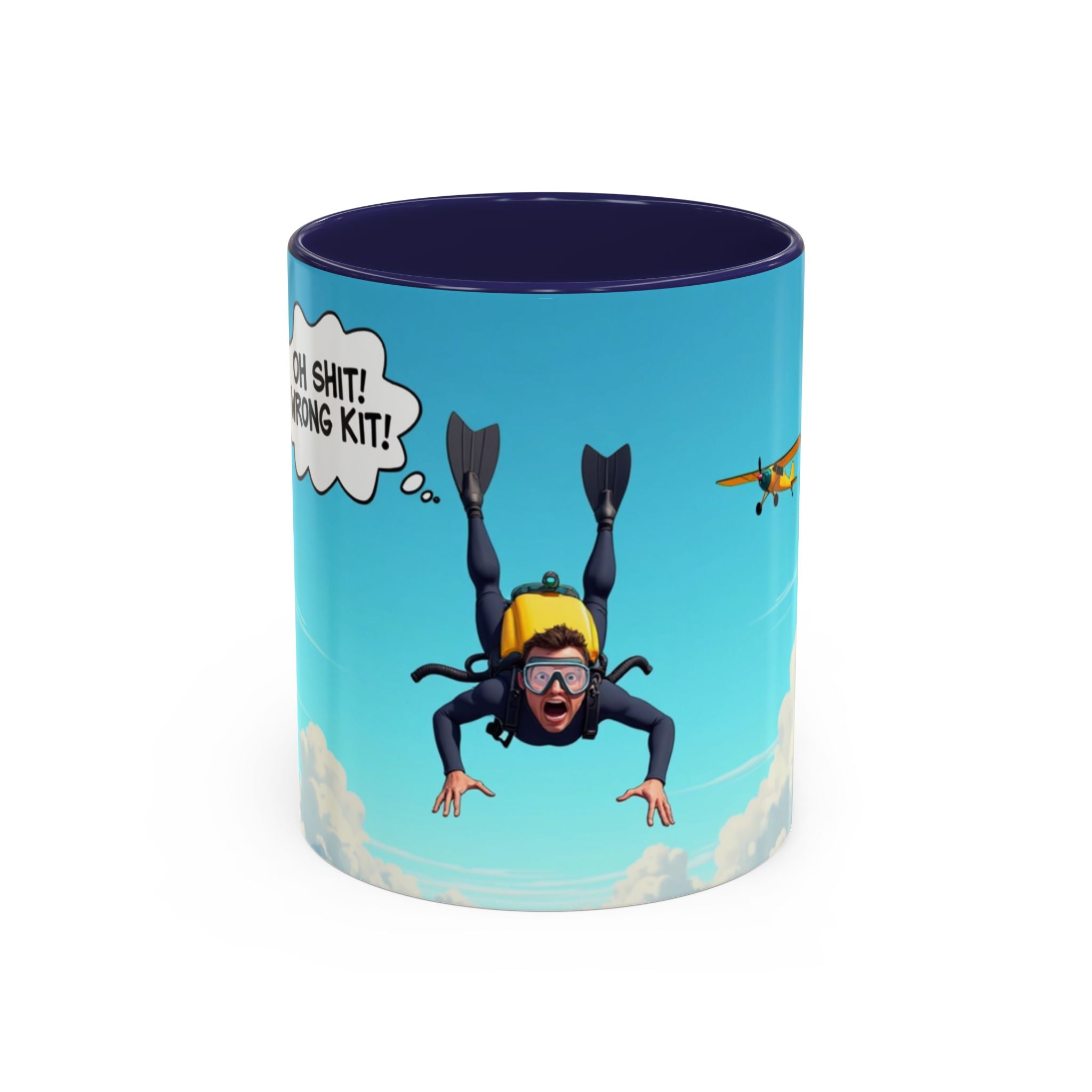 Skydiver Coffee Mug — Funny "Oh Shit! Wrong Kit!" Aviation Mug