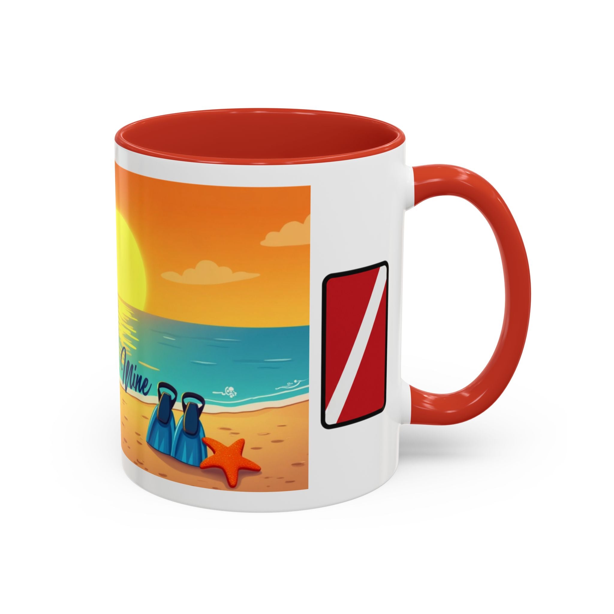 Diver's Sunset Accent Coffee Mug — Beach Scuba Dive Graphic (11/15oz)