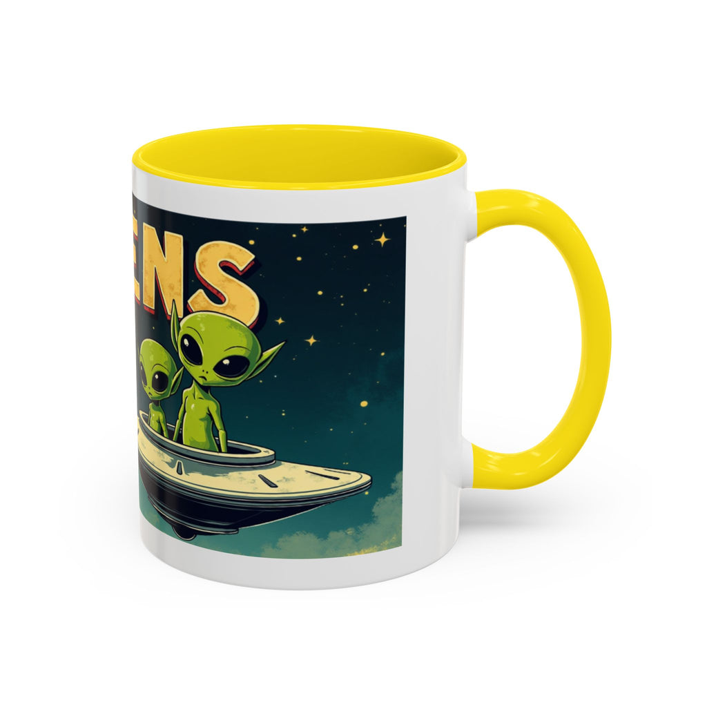 Alien Coffee Mug — "We Are Aliens" Retro UFO Accent Mug (11/15oz)