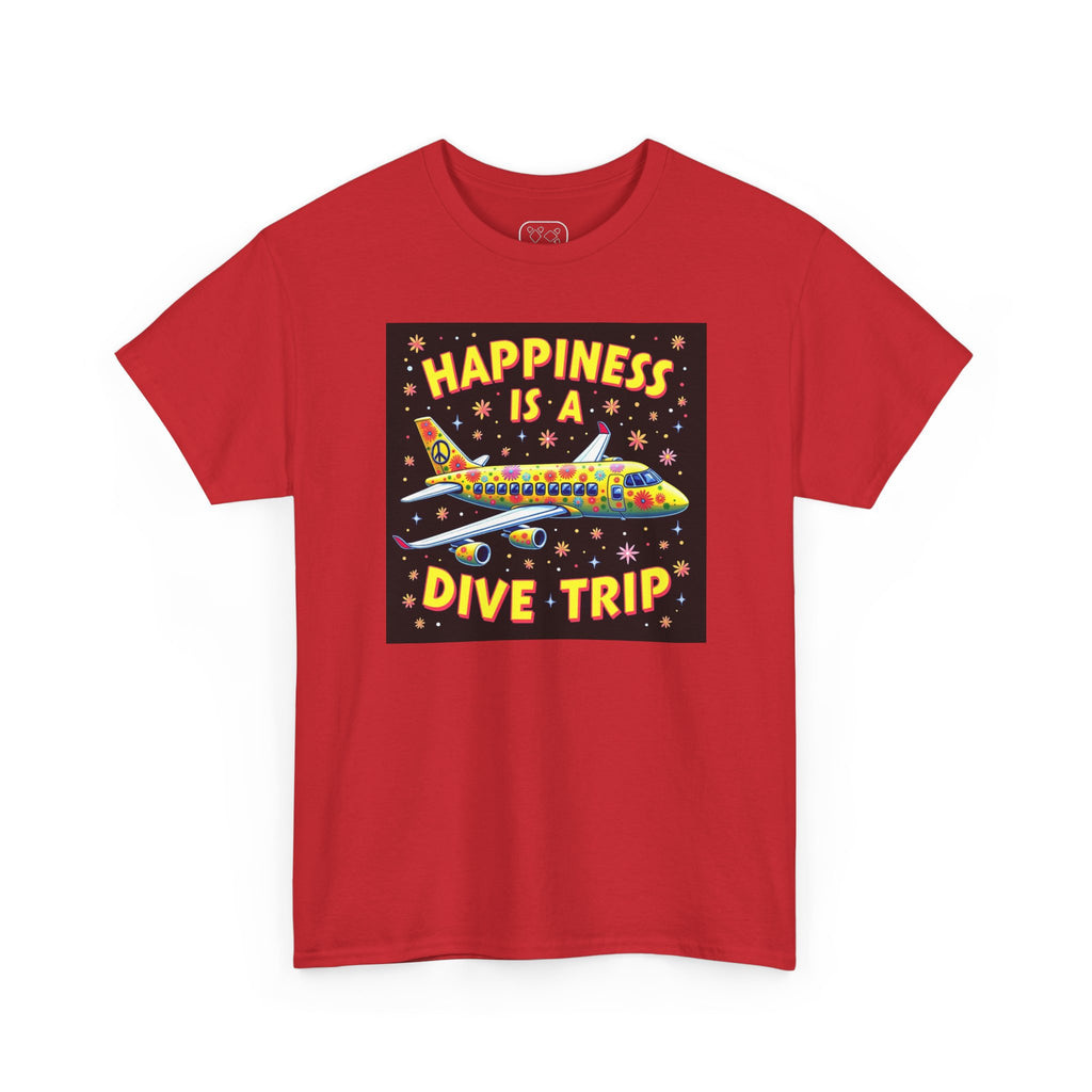 T‑Shirt — "Happiness Is A Dive Trip" Colorful Plane Travel Tee