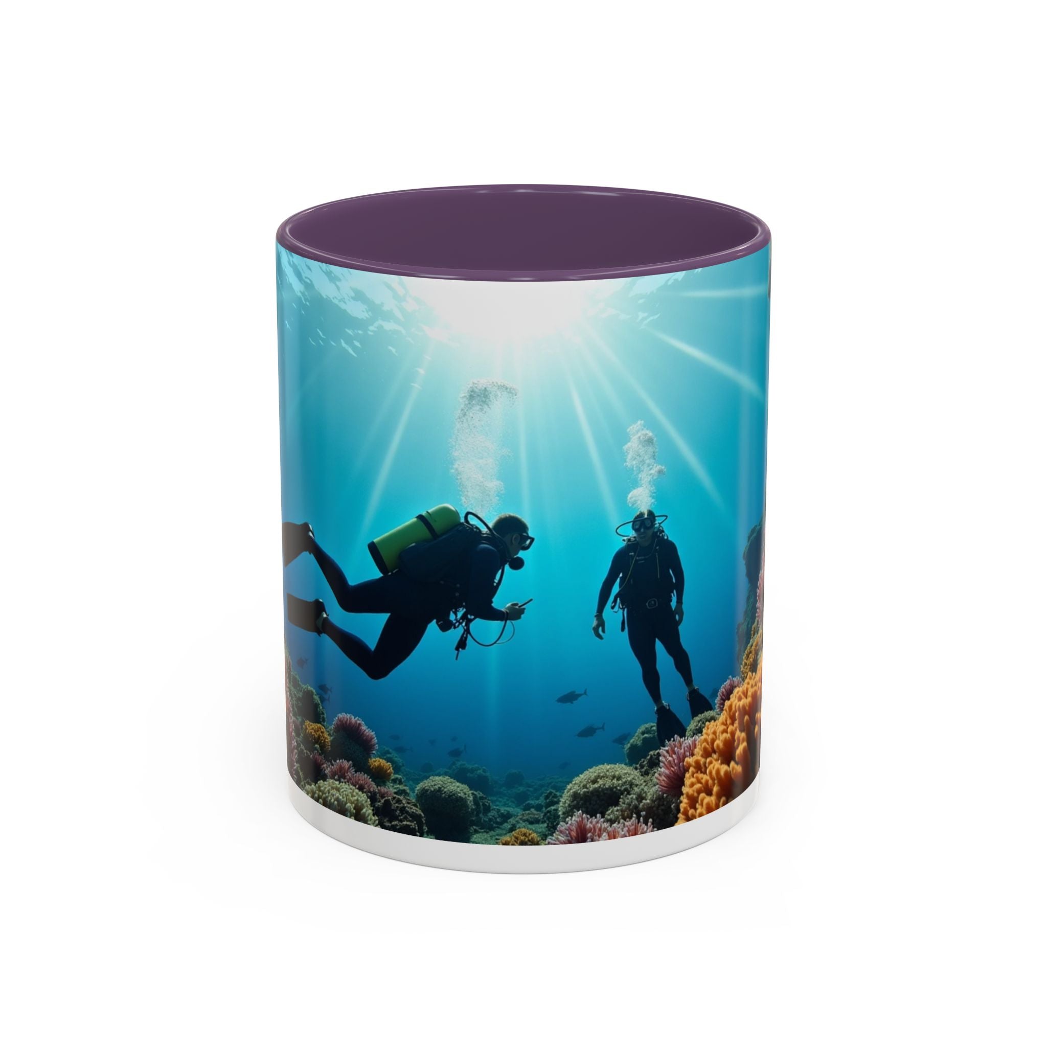 Reef Diver Accent Coffee Mug – Scuba Ocean Underwater Scene (11/15oz)