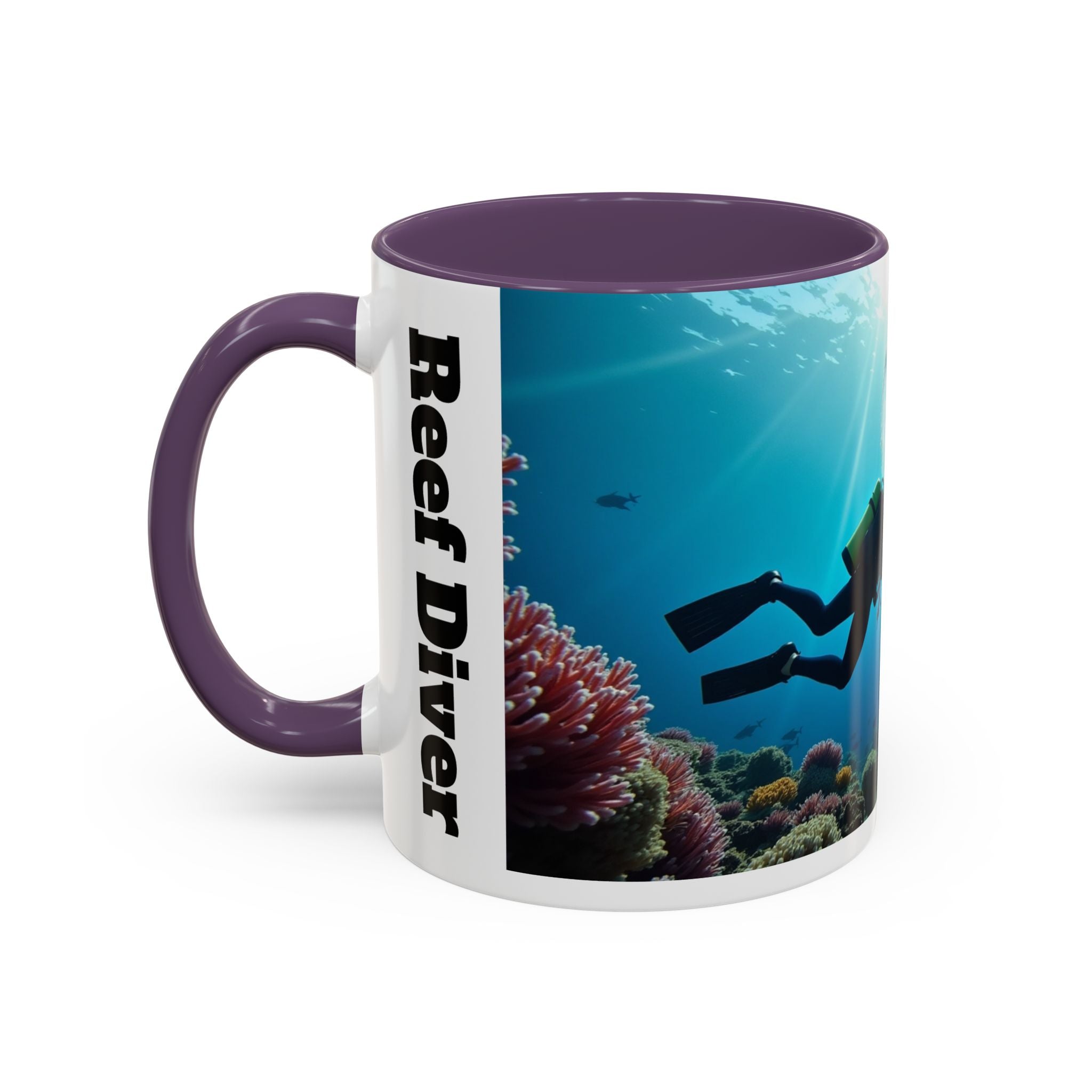 Reef Diver Accent Coffee Mug – Scuba Ocean Underwater Scene (11/15oz)