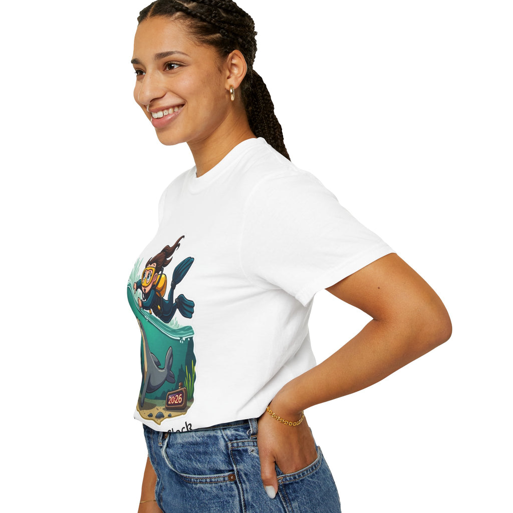 Diver Around The Clock T-Shirt — Cute Scuba Diver & Seal Graphic Tee