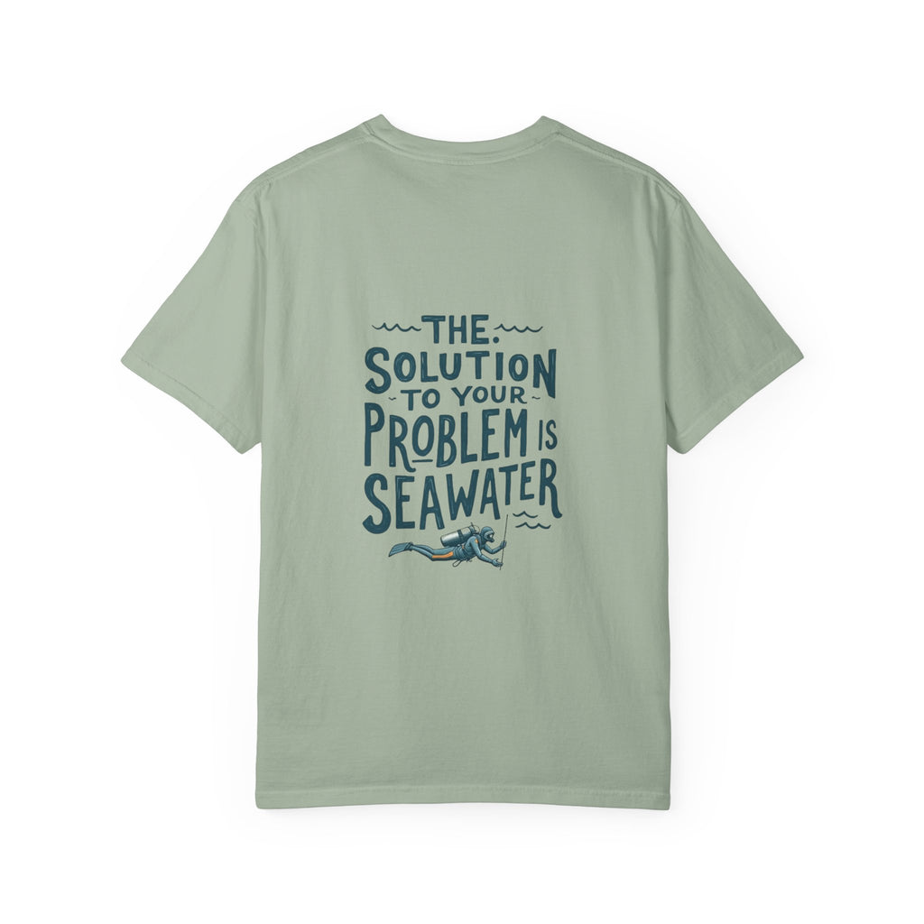 Sea Therapy T-Shirt — "The Solution to Your Problem is Seawater" Ocean Quote Tee