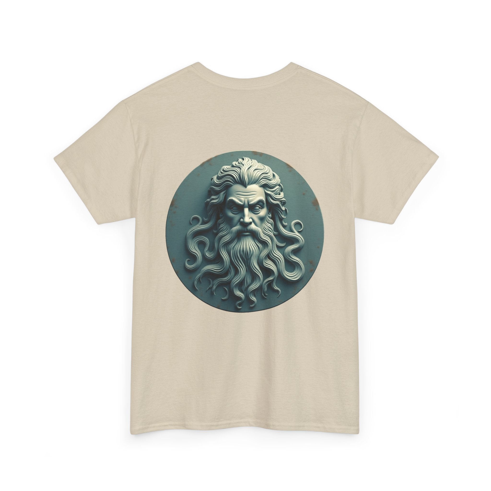 Mythic Neptune Head T-Shirt — Ocean God Sculpture Tee