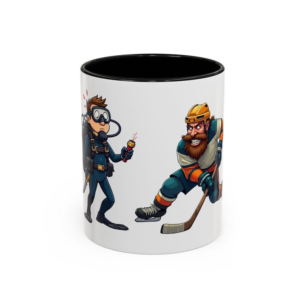 Hockey 'Gear Check' Accent Coffee Mug — Funny Hockey Player Illustration (11/15oz)