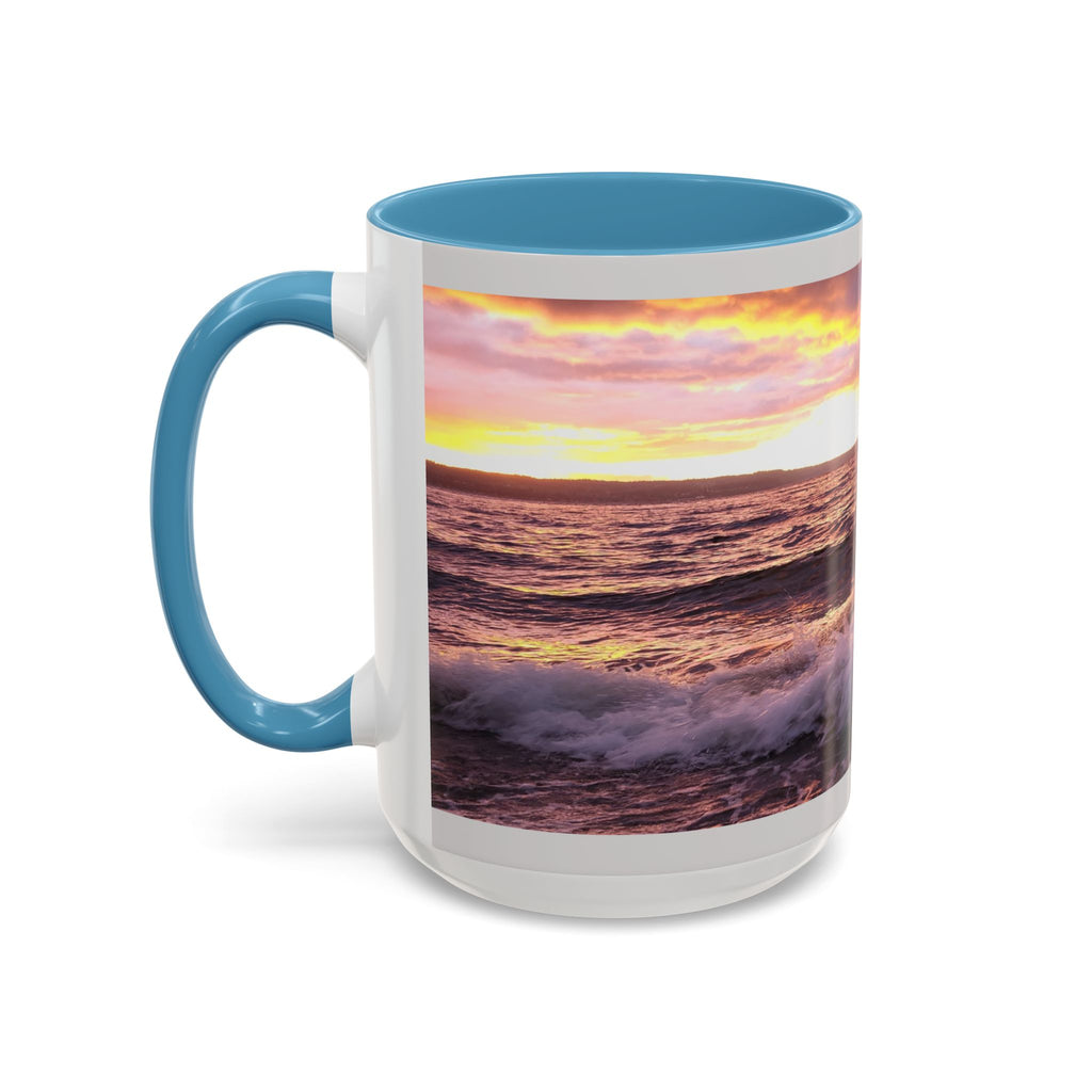Sunset Ocean Accent Coffee Mug — Seaside Waves Sunrise Photo (11/15oz)