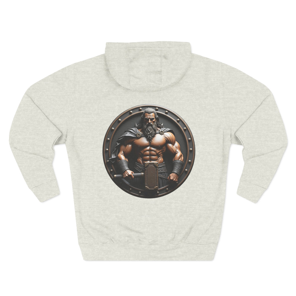 Viking Warrior Shield Hoodie — Muscular Norse Mythology Graphic Hoodie