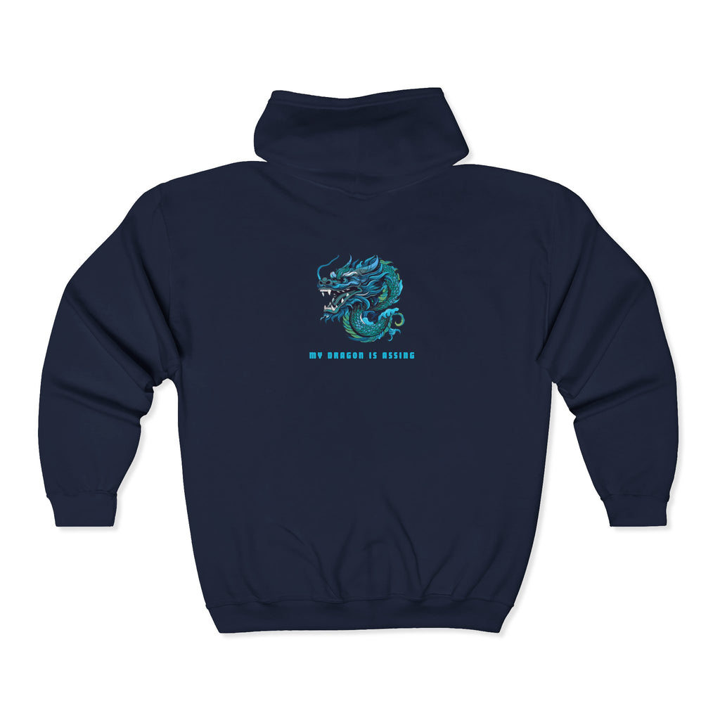 Dragon Graphic Zip Hoodie — "Be Courage or Nothing" Back Print