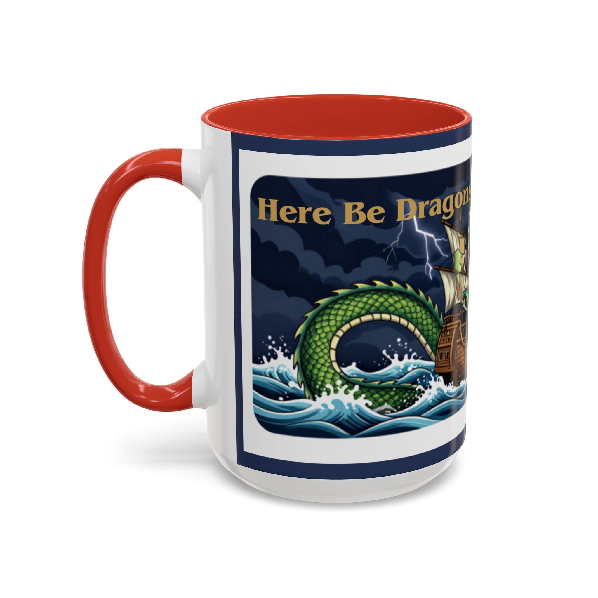 Green Dragon "Here Be Dragons" Fantasy Coffee Mug