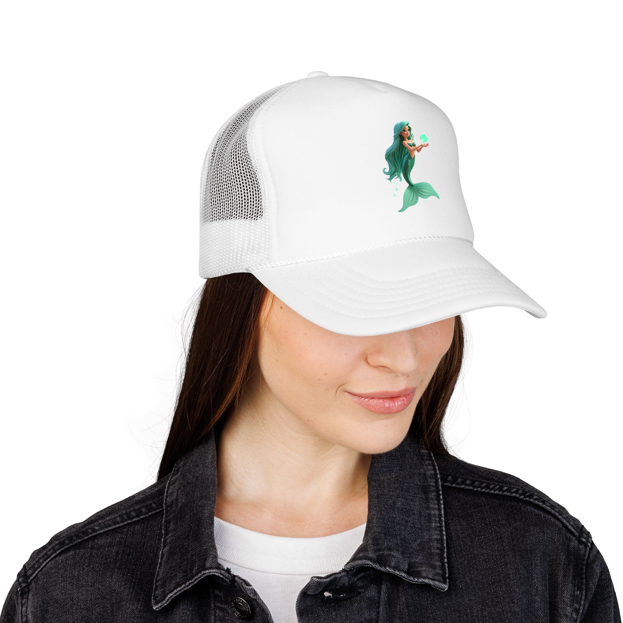 Mermaid Trucker Hat — Cute Teal Mermaid Foam Cap