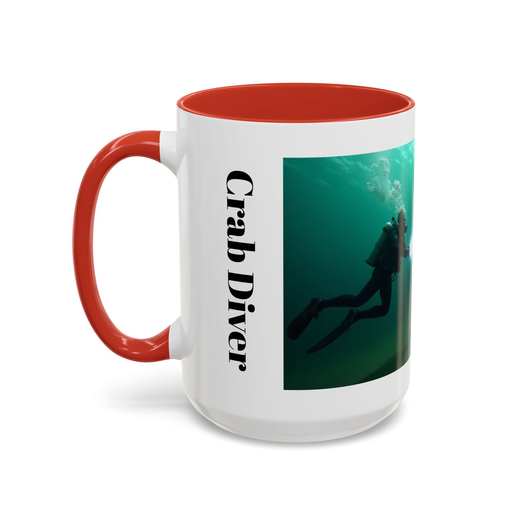 Crab Diver Accent Coffee Mug — Underwater Scuba Scene (11/15oz)