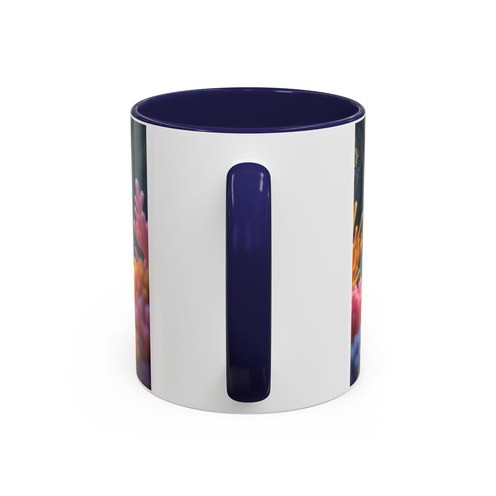 Scuba Diving Couple Accent Coffee Mug — Underwater Coral Reef Design (11/15 oz)
