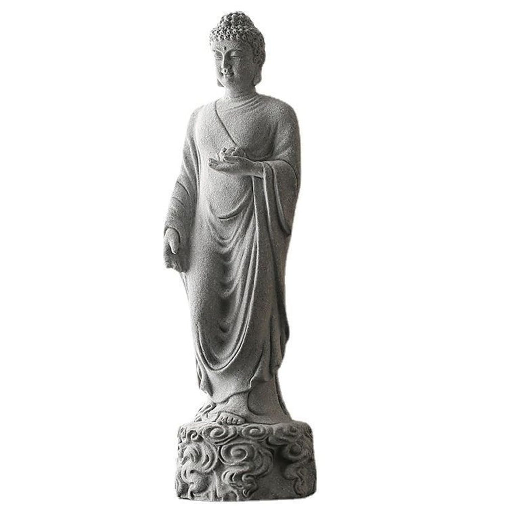 livelyfish Japanese Buddha Statue – Sandstone Zen Aquarium & Garden Sculpture