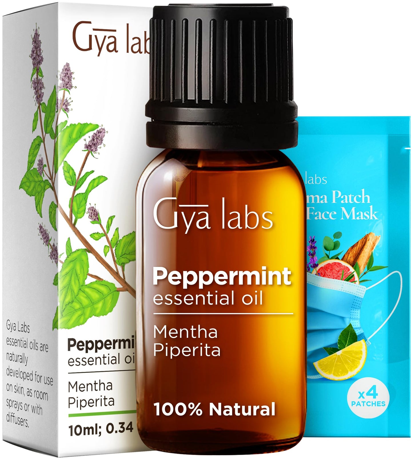 Gya Labs Peppermint Essential Oil for Diffuser & Hair - Natural Peppermint Mint Oil for Skin Face Body Self-Care - Cooling Minty Scent for Aromatherapy & Candle Making - 100% Natural (0.34 Fl Oz)