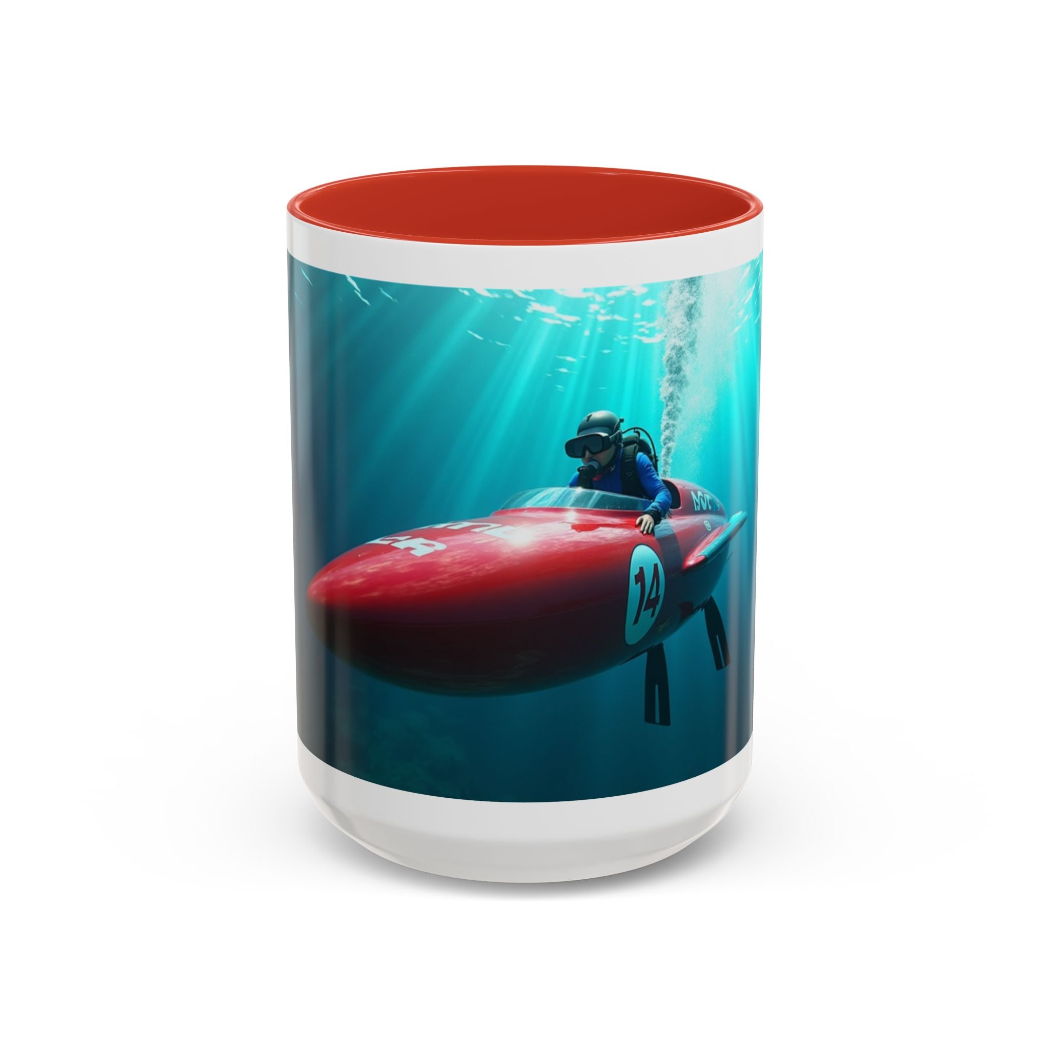 Scooter Racer Coffee Mug — Underwater Sea Scooter Racing Design (11/15oz)