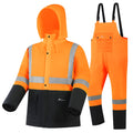 Rain Gear for Men Waterproof Heavy Duty Safety Rain Suit - Jacket and Pants Outdoor Work Fishing Rain Coat(OrangeXX-Large)