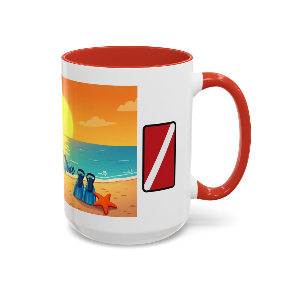 Diver's Sunset Accent Coffee Mug — Beach Scuba Dive Graphic (11/15oz)