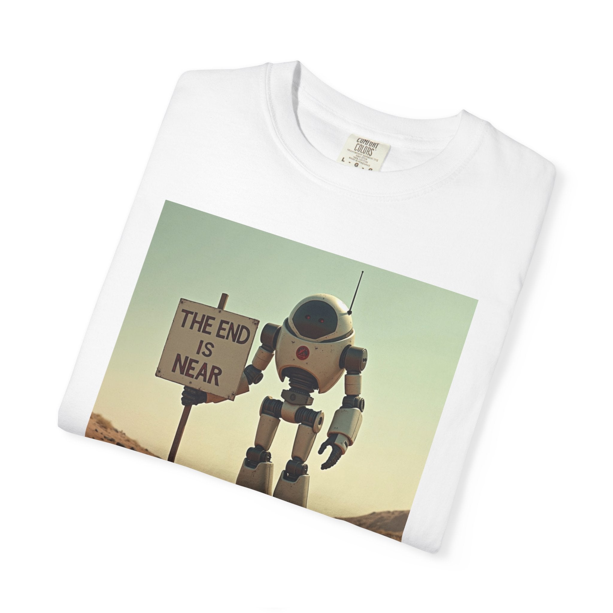 Robot Graphic Tee "The End Is Near" - Retro Sci‑Fi Vintage Tee