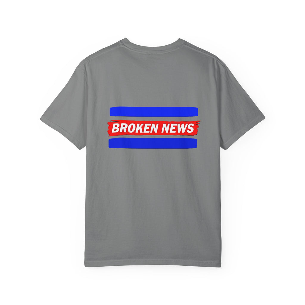 Broken News Tee — Retro Red & Blue Graphic T-Shirt