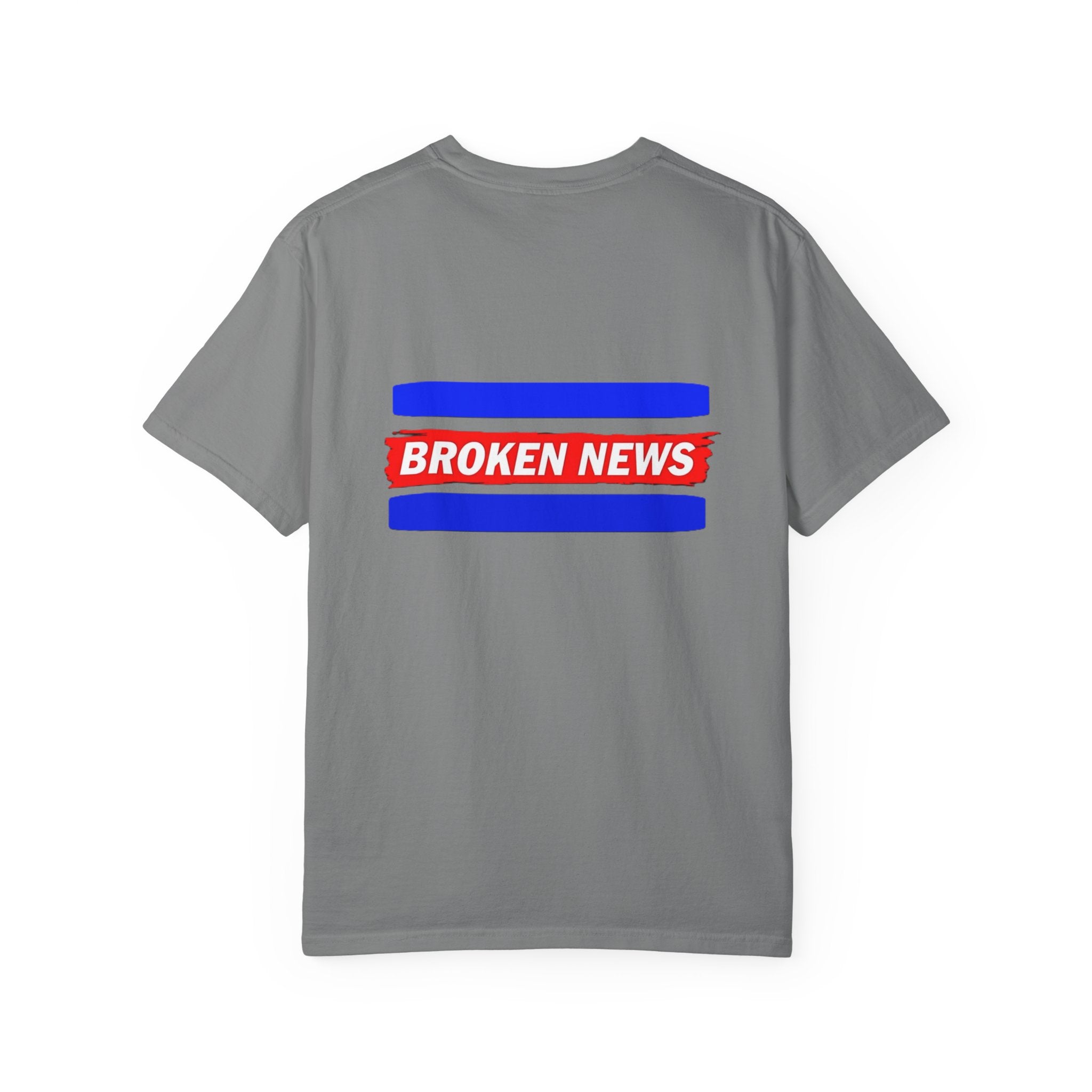 Broken News Tee — Retro Red & Blue Graphic T-Shirt