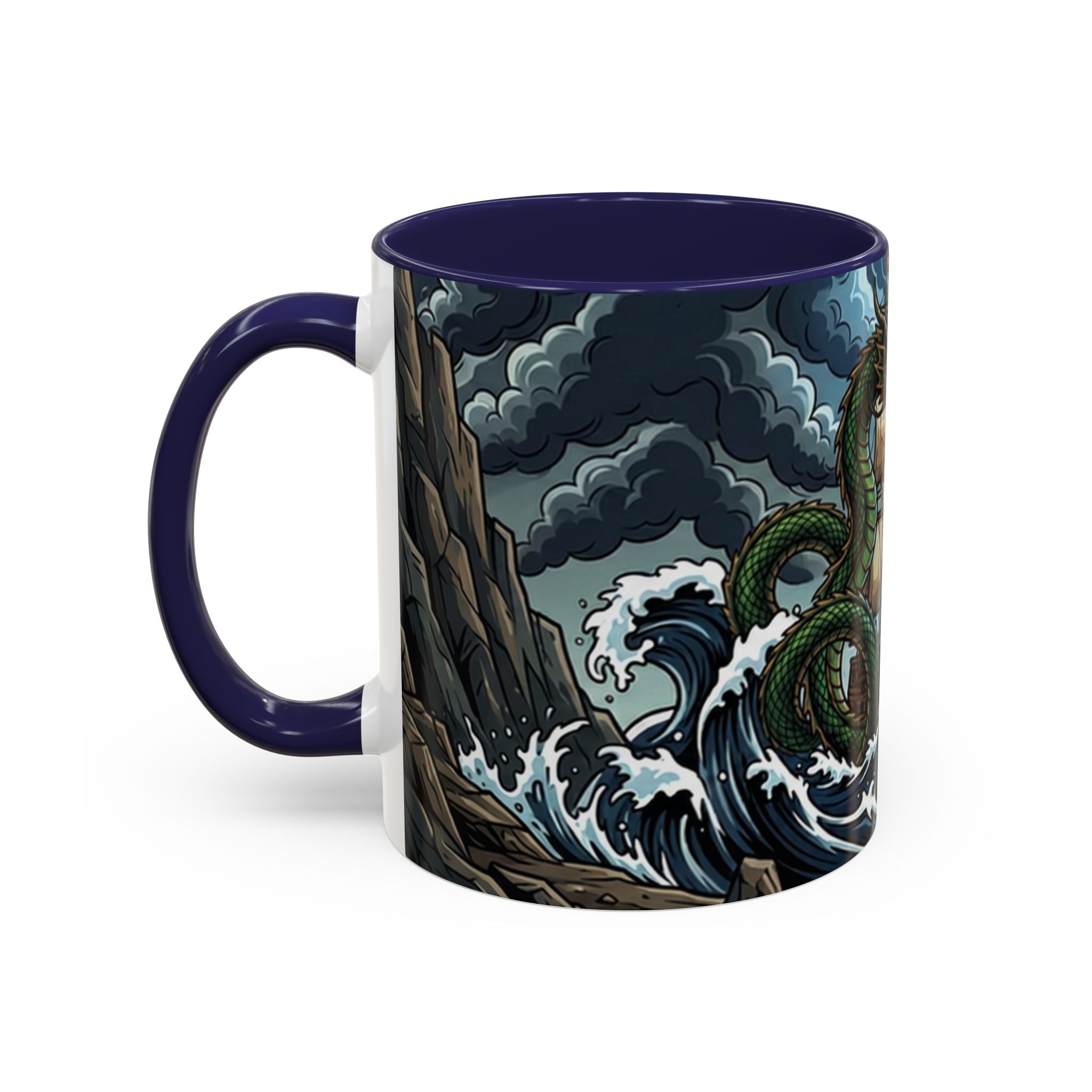 Sea Serpent Attack Coffee Mug — Nautical Storm Art Accent Mug (11/15oz)