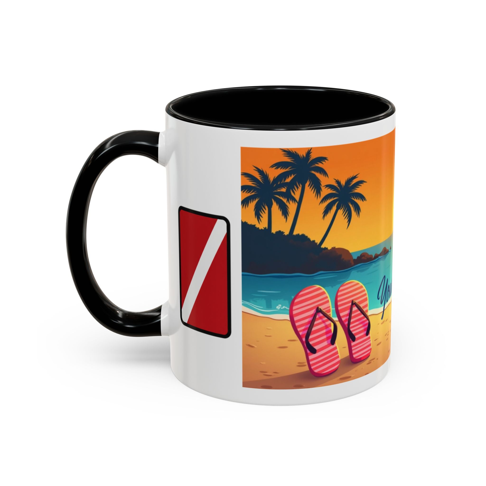 Diver's Sunset Accent Coffee Mug — Beach Scuba Dive Graphic (11/15oz)