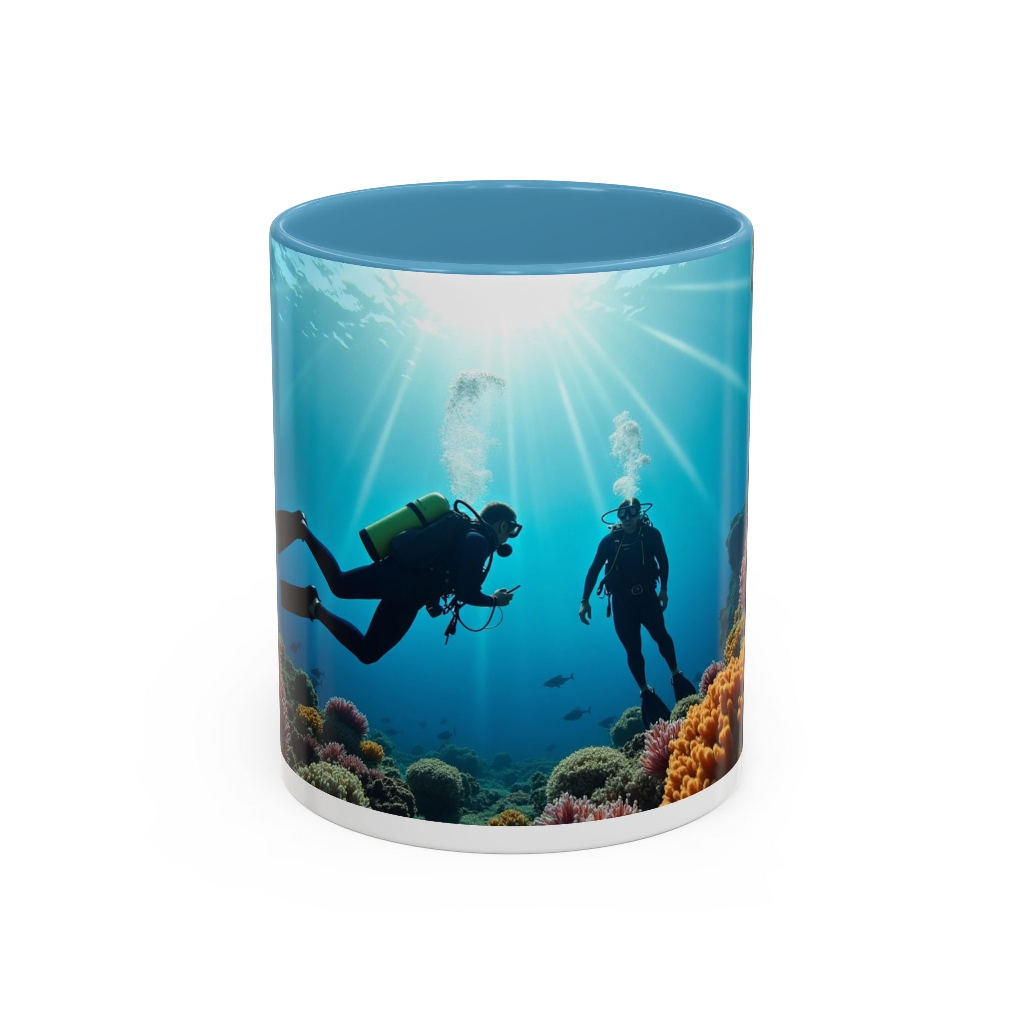 Reef Diver Accent Coffee Mug – Scuba Ocean Underwater Scene (11/15oz)